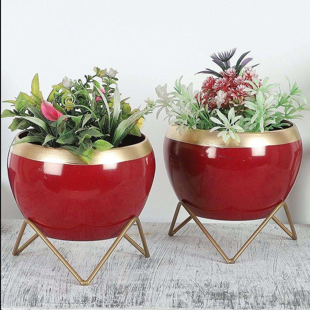 Apple Shape Metal Planter - Set of 2 Writings On The Wall planter