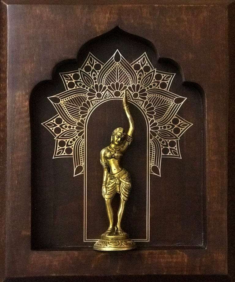 Apsara Brass Idol On Solid Wood Wall Hanging Writings On The Wall Wall Hanging