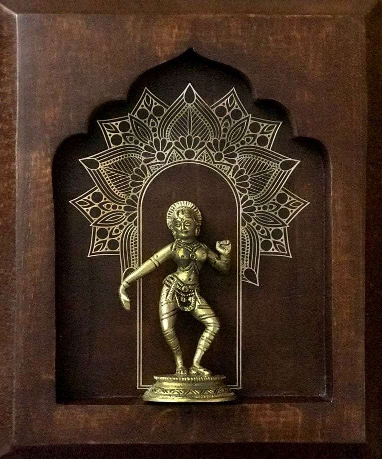 Apsara Brass Idol On Solid Wood Wall Hanging Writings On The Wall Wall Hanging