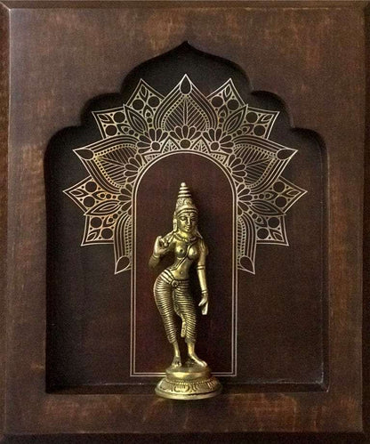 Apsara Brass Idol On Solid Wood Wall Hanging Writings On The Wall Wall Hanging