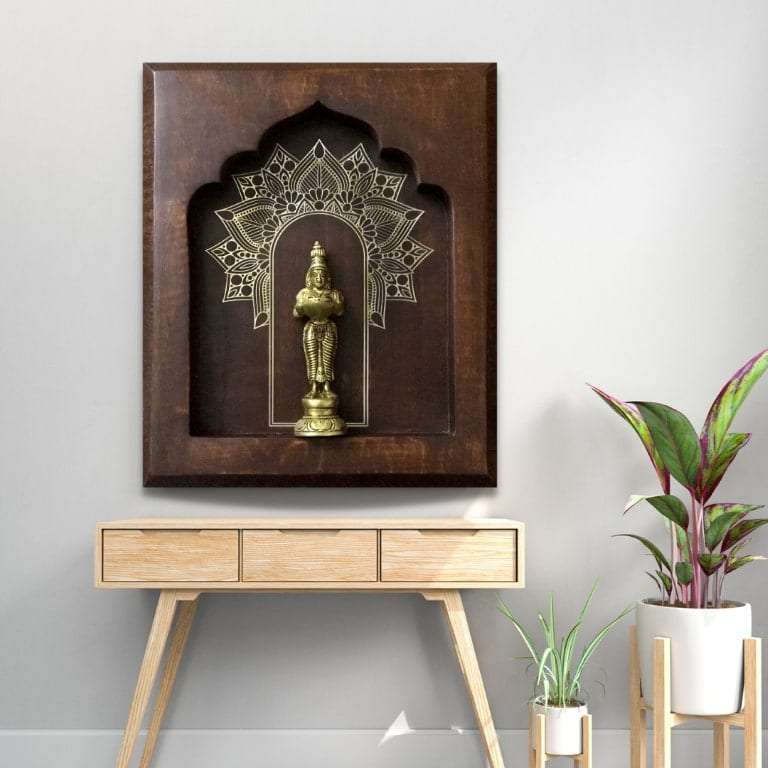 Apsara Brass Idol On Solid Wood Wall Hanging Writings On The Wall Wall Hanging