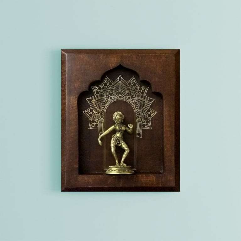 Apsara Brass Idol On Solid Wood Wall Hanging Writings On The Wall Wall Hanging