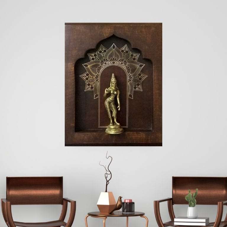 Apsara Brass Idol On Solid Wood Wall Hanging Writings On The Wall Wall Hanging