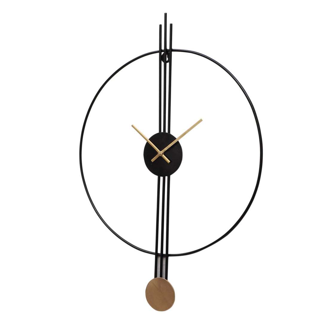 Black & Gold Designer Stripes Wall Clock Writings On The Wall Metal Wall Clock