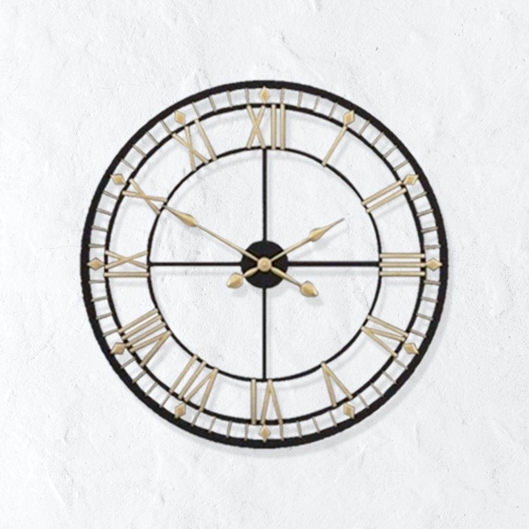 Black & Gold Designer Wall Clock Writings On The Wall Metal Wall Clock