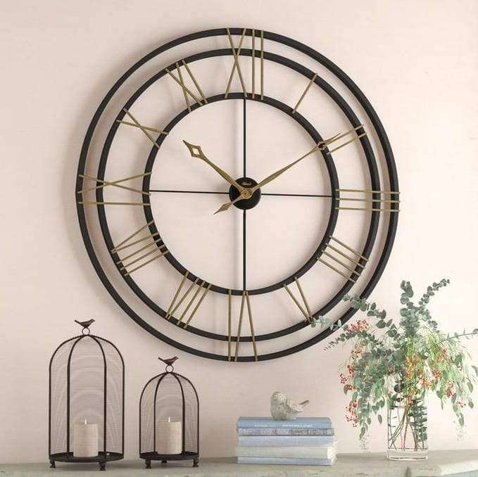Black & Gold Double Layer Wall Clock Writings On The Wall Metal Wall Clock