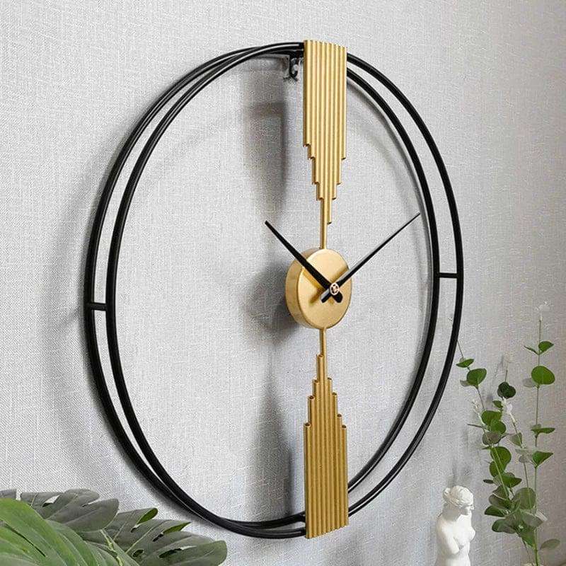 Black & Gold Double Ring Designer Wall Clock Writings On The Wall Metal Wall Clock