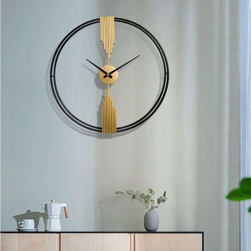 Black & Gold Double Ring Designer Wall Clock Writings On The Wall Metal Wall Clock