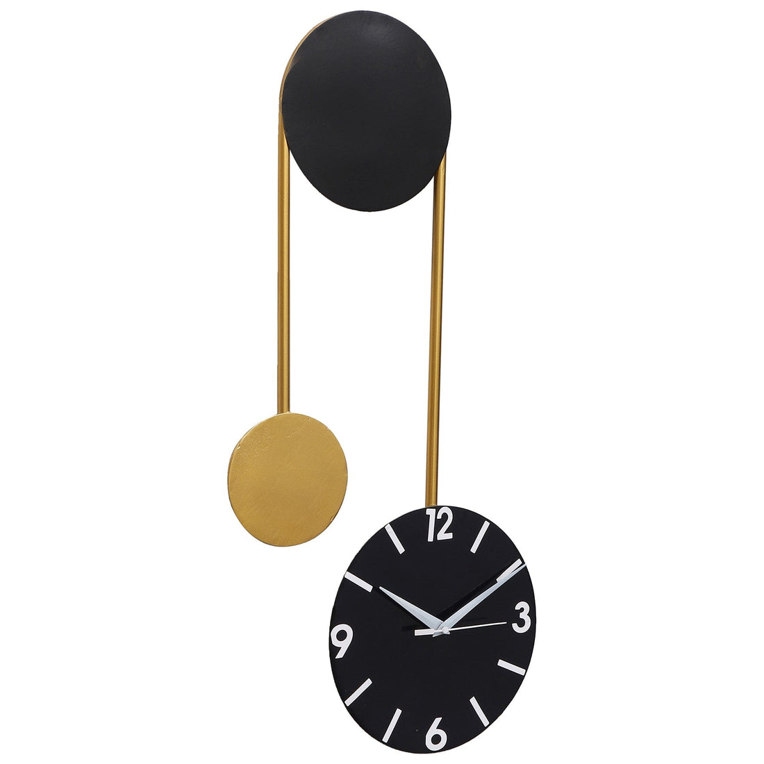 Black & Gold Hanging Dial Wall Clock Writings On The Wall Metal Wall Clock