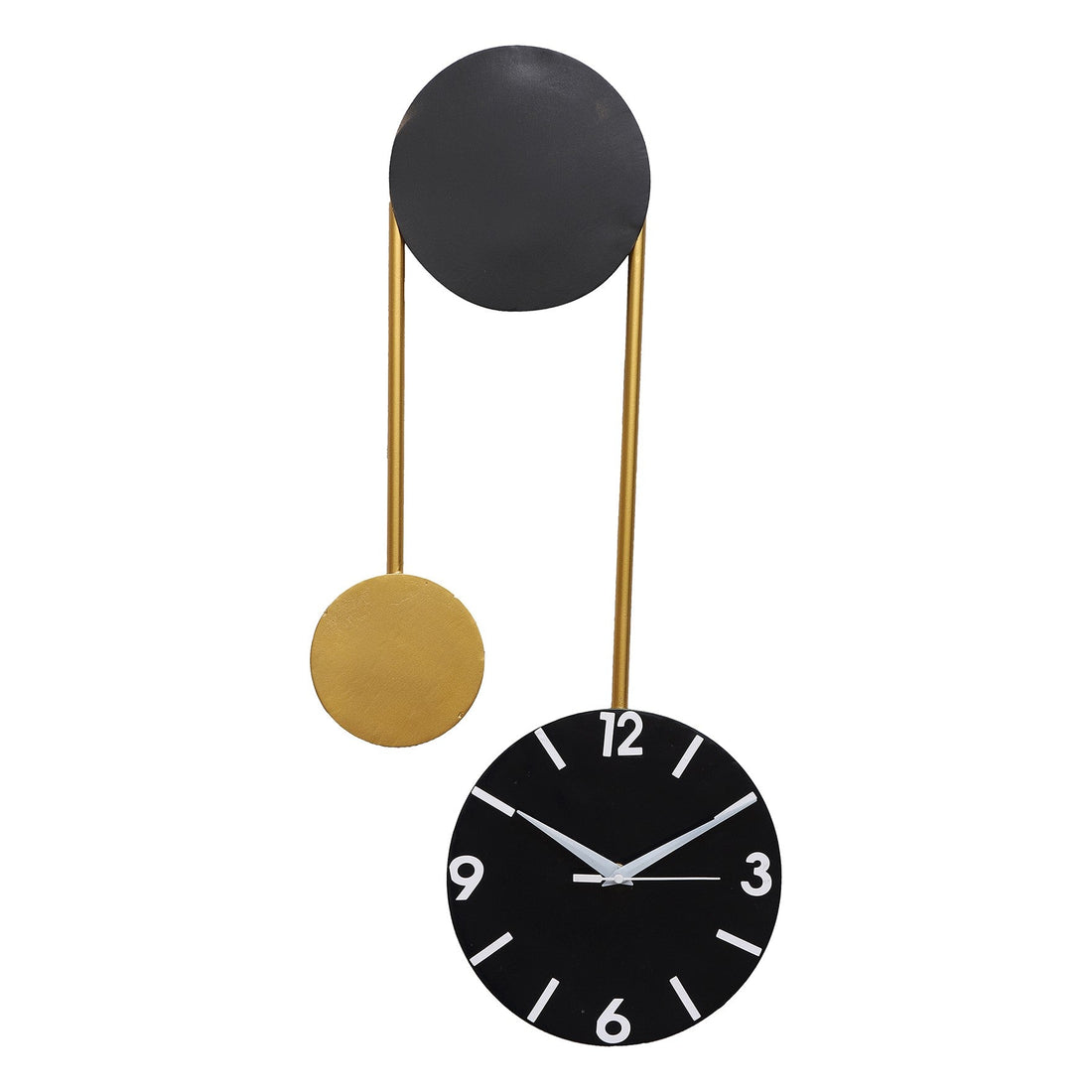 Black & Gold Hanging Dial Wall Clock Writings On The Wall Metal Wall Clock