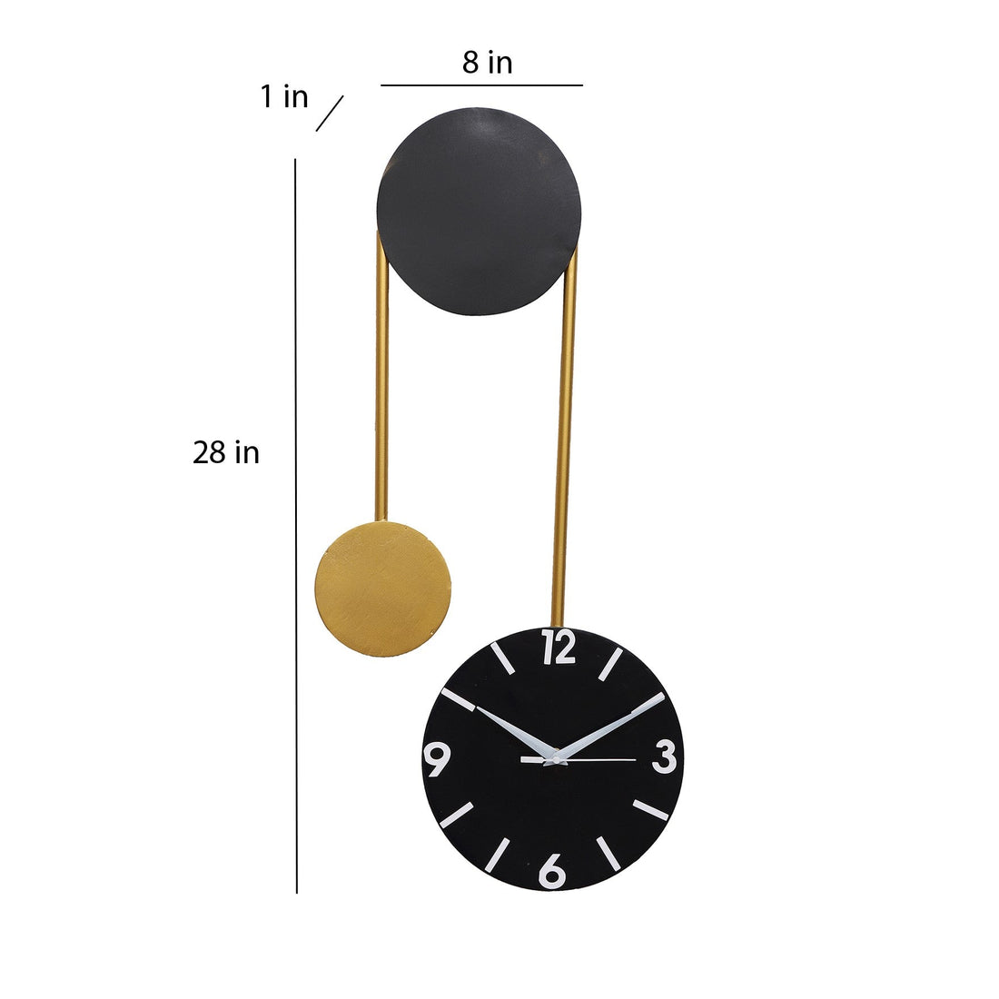 Black & Gold Hanging Dial Wall Clock Writings On The Wall Metal Wall Clock