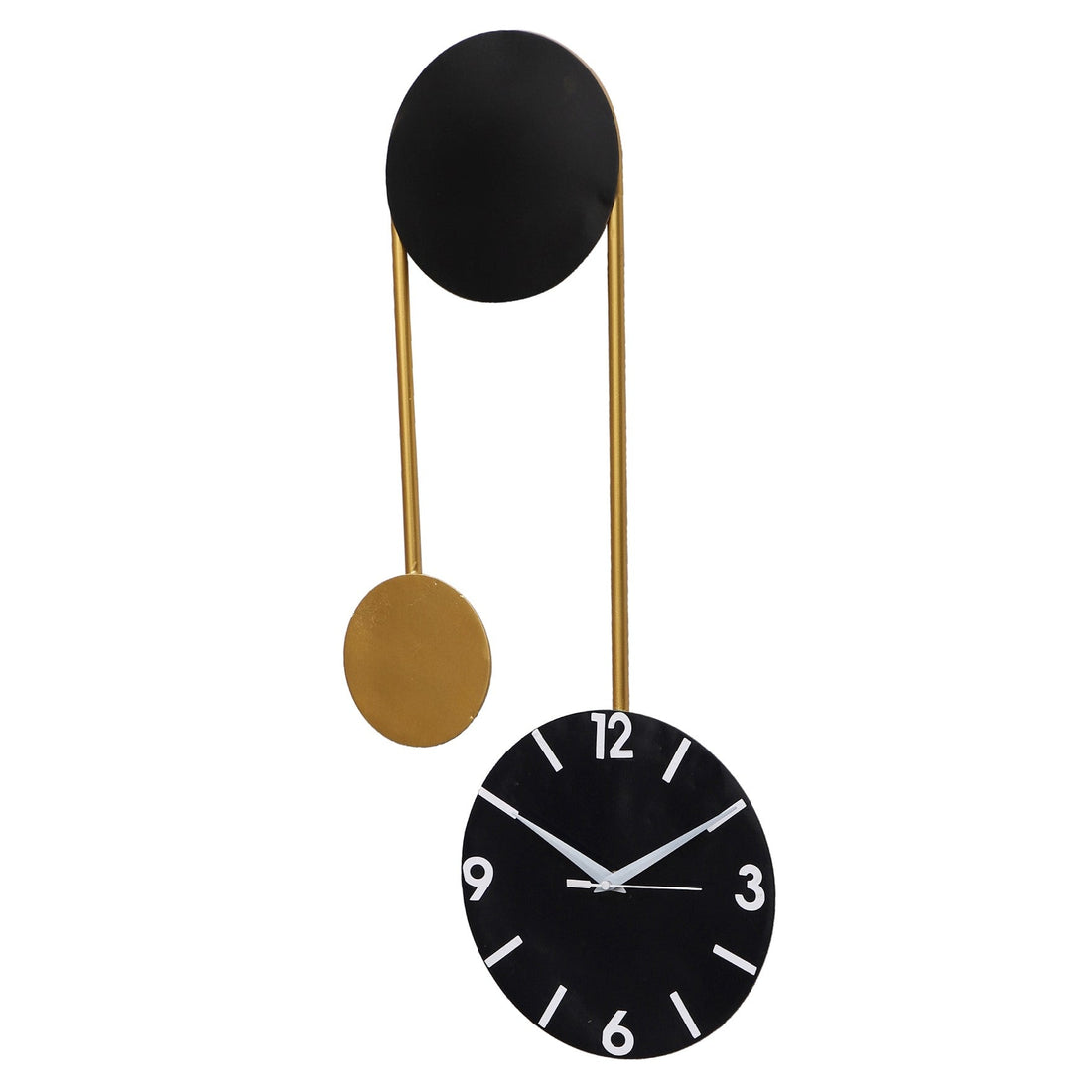 Black & Gold Hanging Dial Wall Clock Writings On The Wall Metal Wall Clock