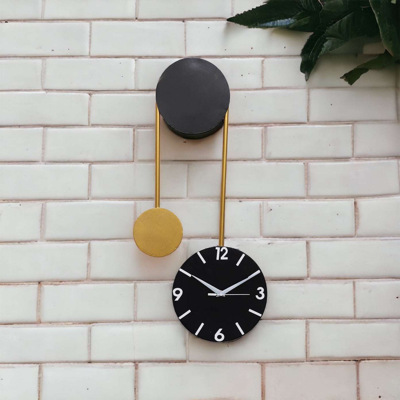 Black & Gold Hanging Dial Wall Clock Writings On The Wall Metal Wall Clock