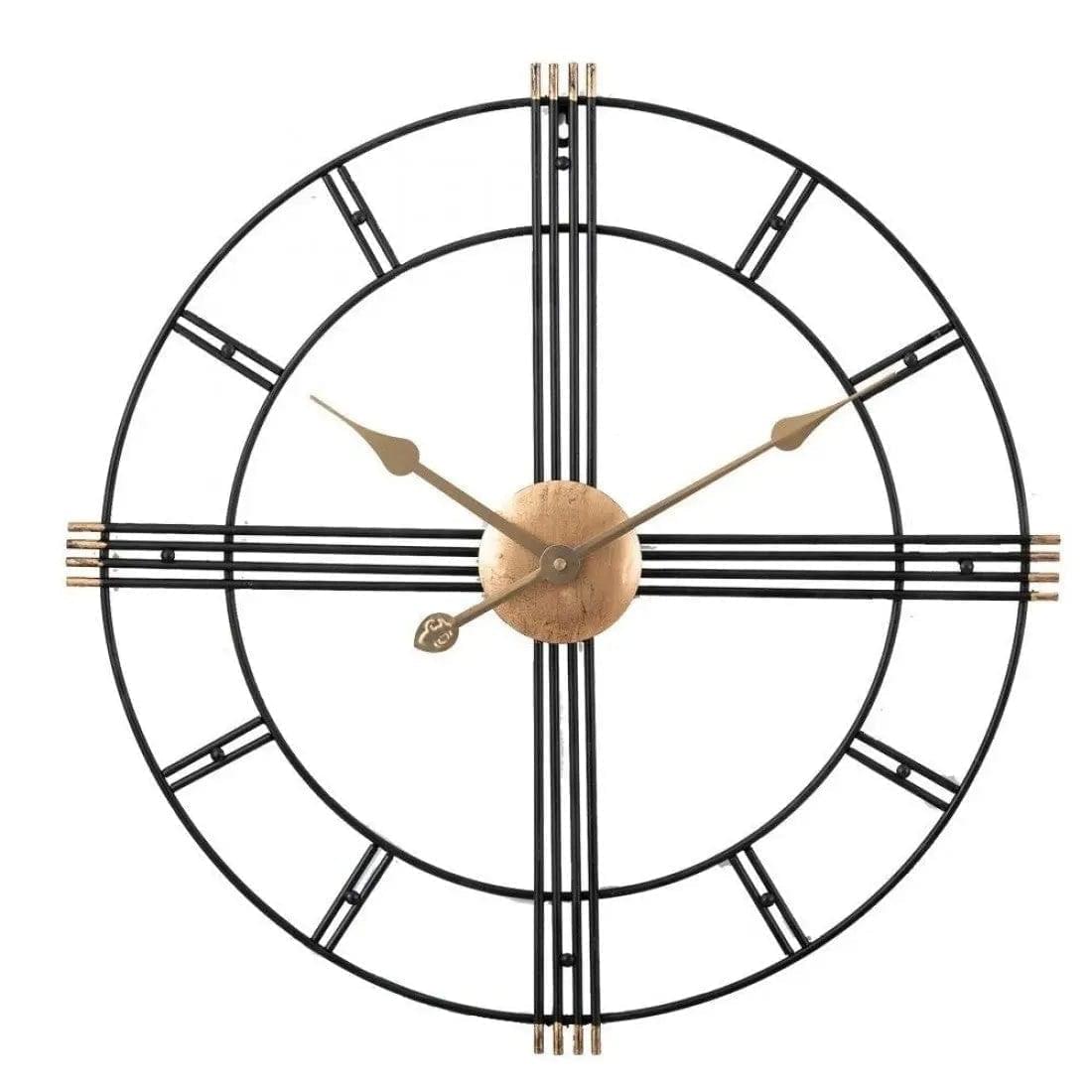 Black & Gold Piped Wall Clock Writings On The Wall Metal Wall Clock