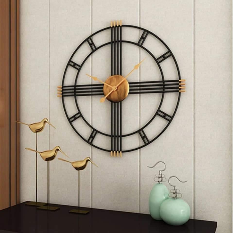 Black & Gold Piped Wall Clock Writings On The Wall Metal Wall Clock