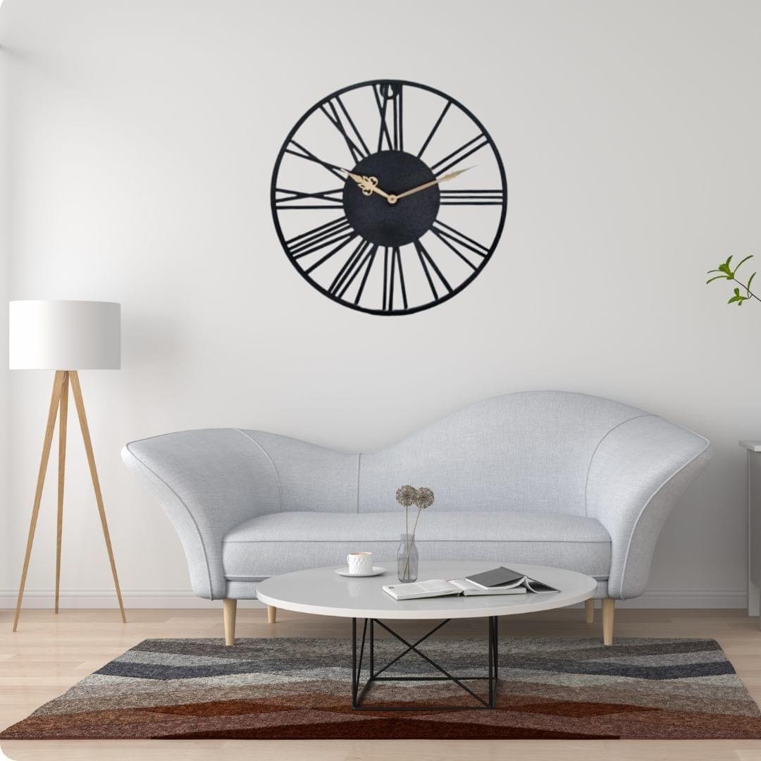 Black Roman Designer Wall Clock Writings On The Wall Metal Wall Clock