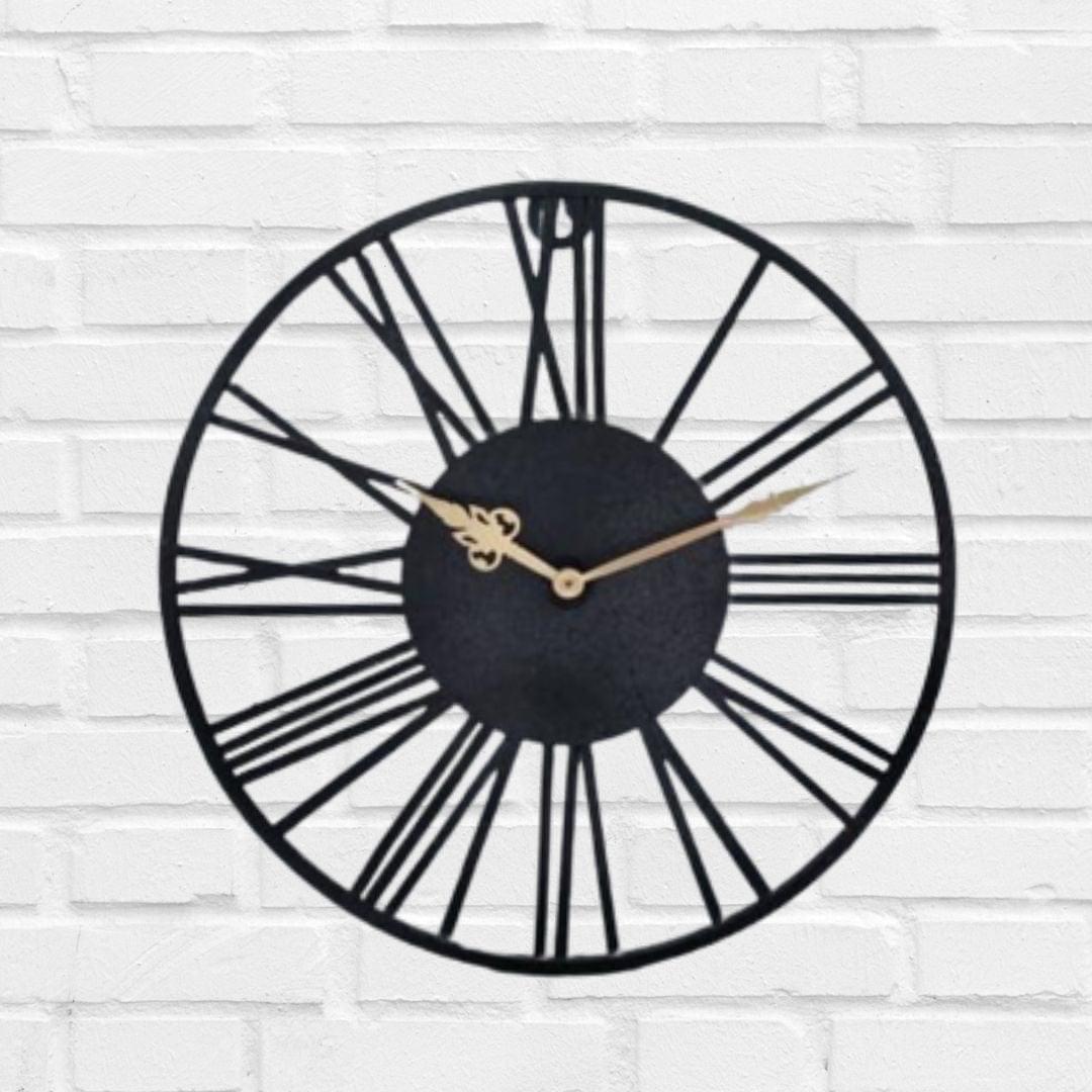 Black Roman Designer Wall Clock Writings On The Wall Metal Wall Clock