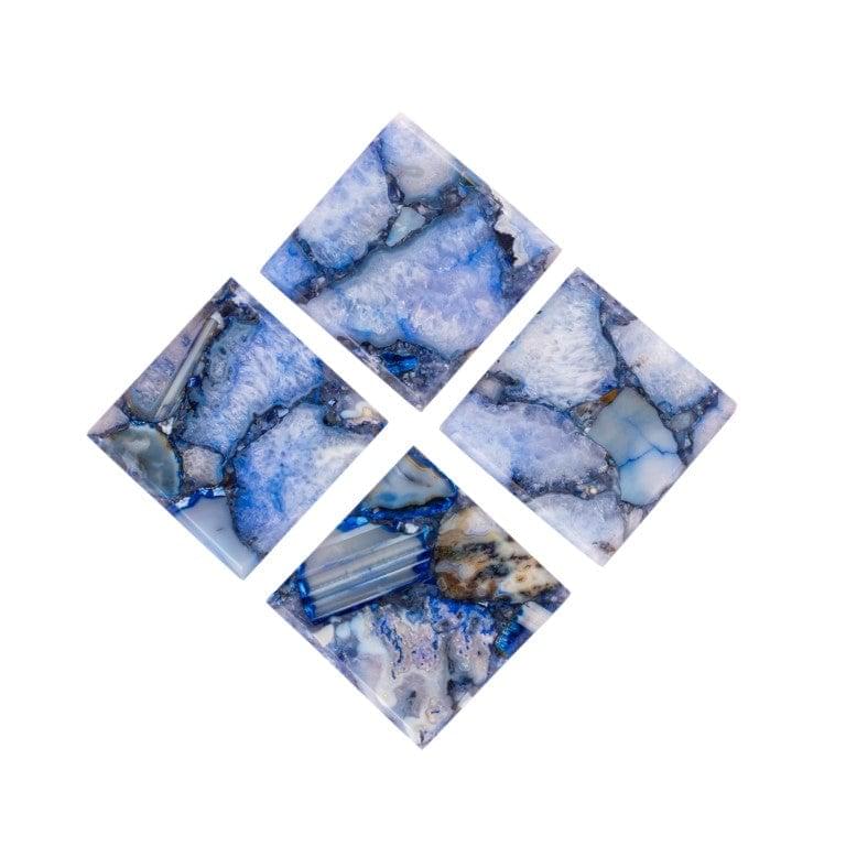 Blue Agate Square Coasters - Set of 4 Writings On The Wall Coasters