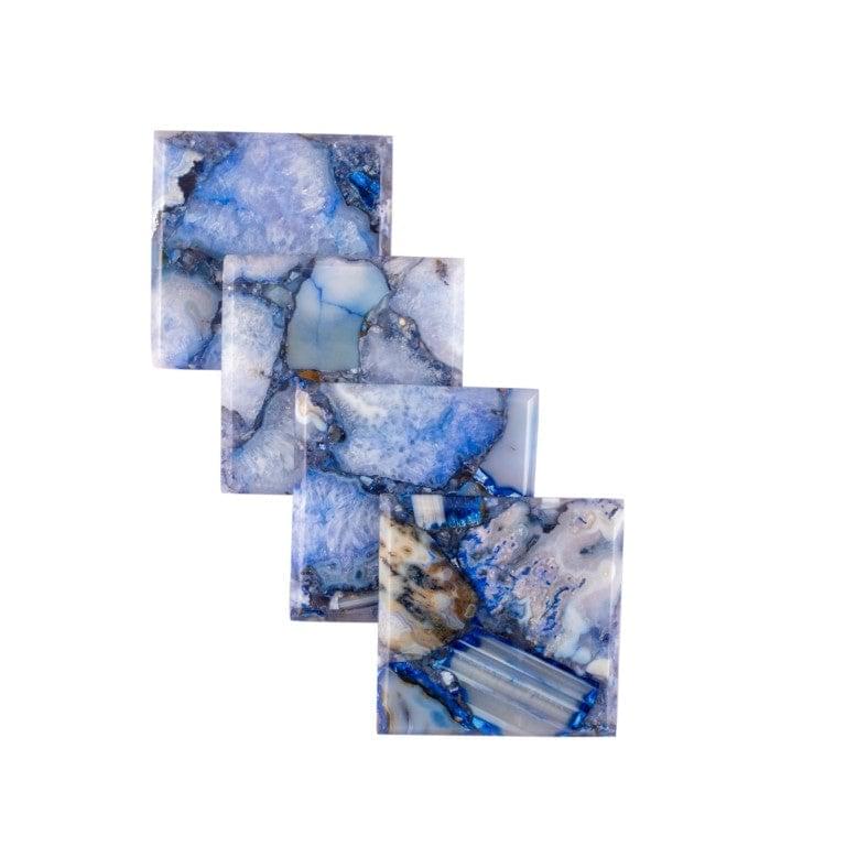 Blue Agate Square Coasters - Set of 4 Writings On The Wall Coasters