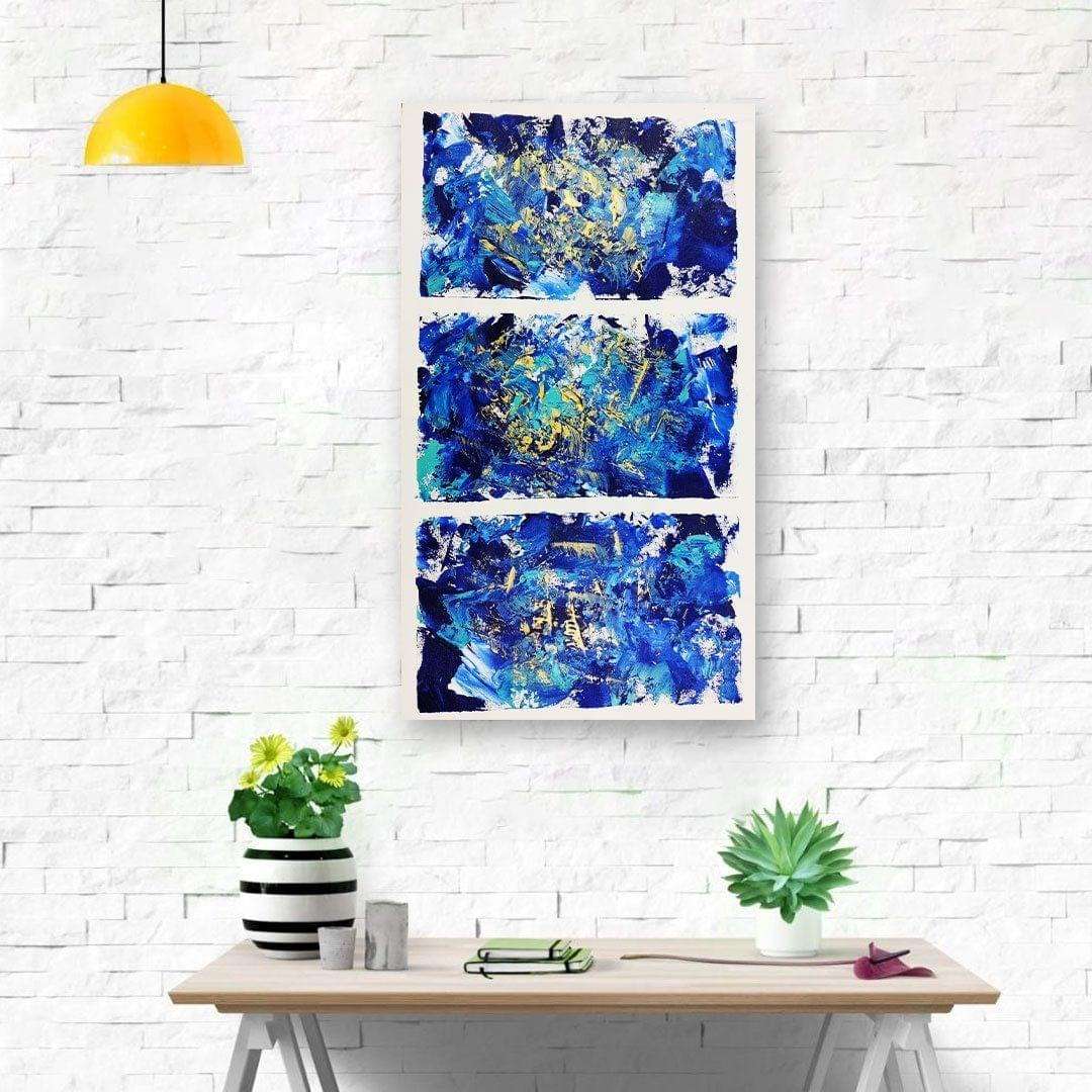 Blue & Gold - Acrylic on canvas painting Writings On The Wall Oil Painting