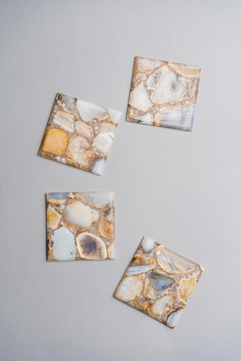 Brown Agate Square Coasters - Set of 4 Writings On The Wall Coasters