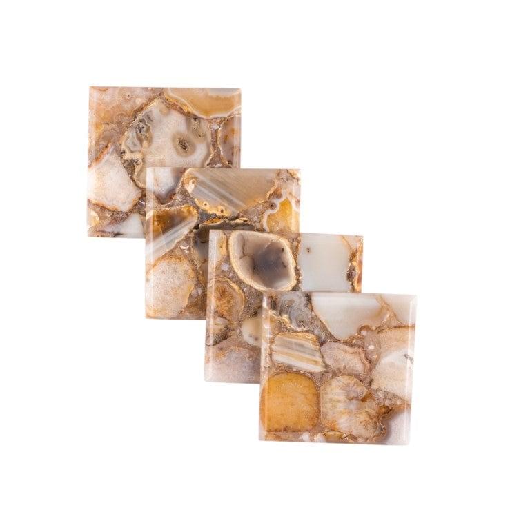 Brown Agate Square Coasters - Set of 4 Writings On The Wall Coasters