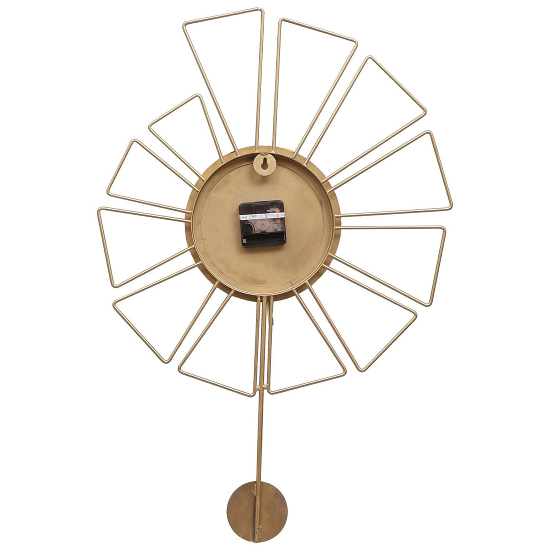 Brown & Gold Designer Pendulum Clock Writings On The Wall Metal Wall Clock