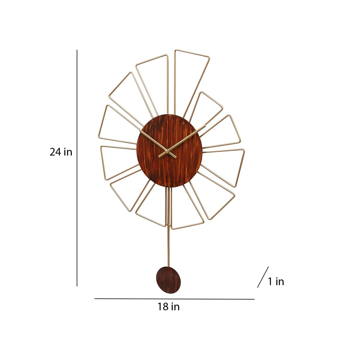 Brown & Gold Designer Pendulum Clock Writings On The Wall Metal Wall Clock