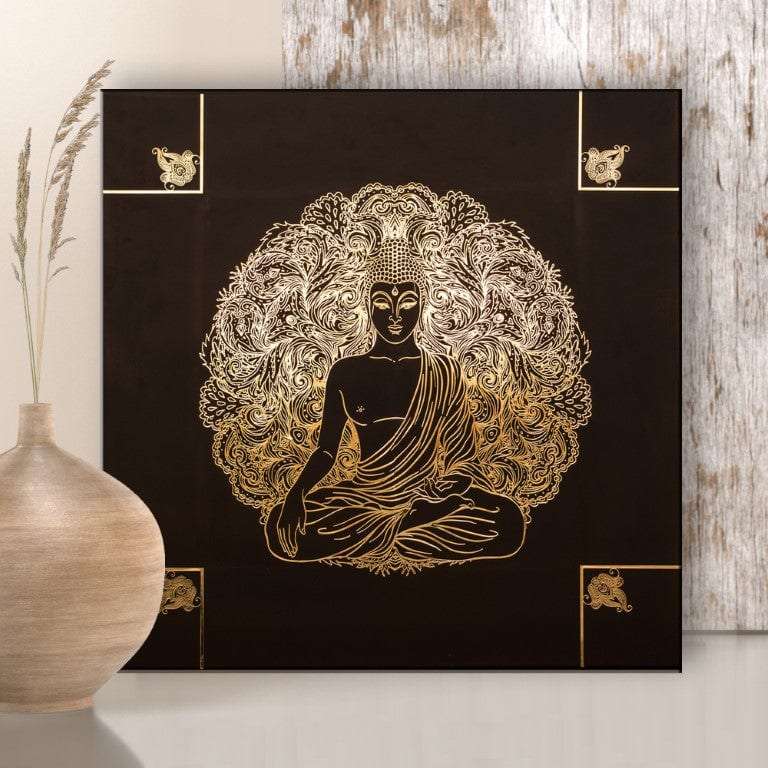 Buddha with Golden Metal Outlines Wall Hanging Writings On The Wall Wall Hanging