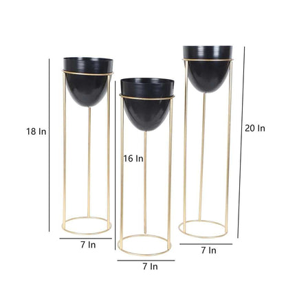 Capsule Golden and Black Floor Planter - Set of 3 Writings On The Wall home decor