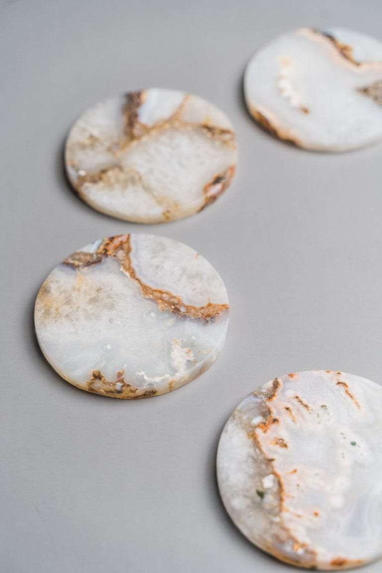 Classic Agate Round Coasters - Set of 4 Writings On The Wall Coasters