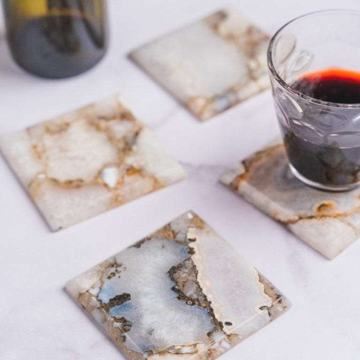 Classic Agate Square Coasters - Set of 4 Writings On The Wall Coasters