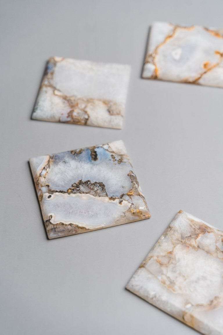 Classic Agate Square Coasters - Set of 4 Writings On The Wall Coasters