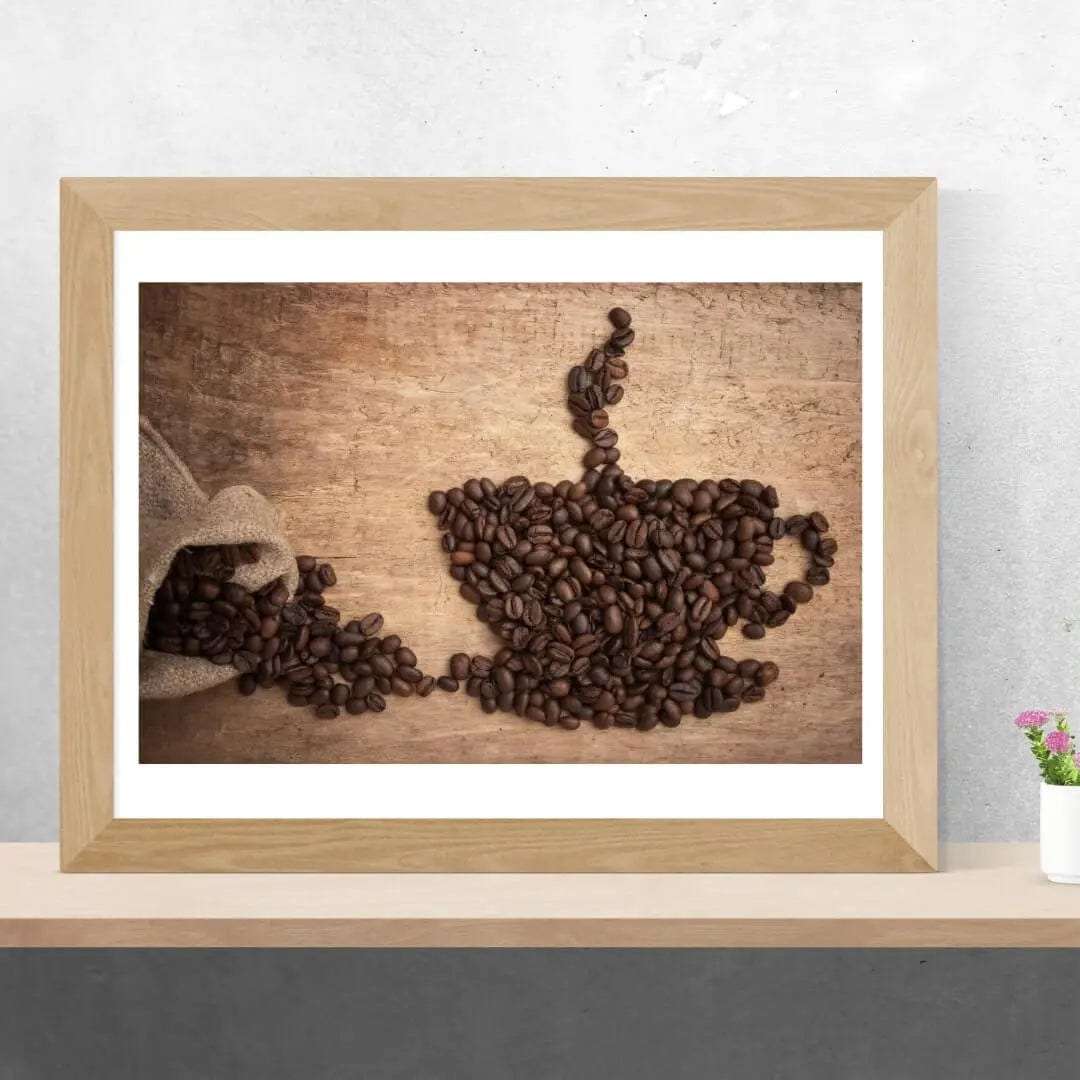 Coffee Beans Cup Painting Writings On The Wall Canvas Print