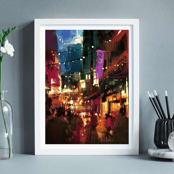 Colorful Shopping Street Painting Writings On The Wall Canvas Print