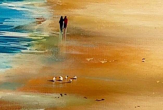 Couple On The Beach Oil Painting Writings On The Wall Oil Painting