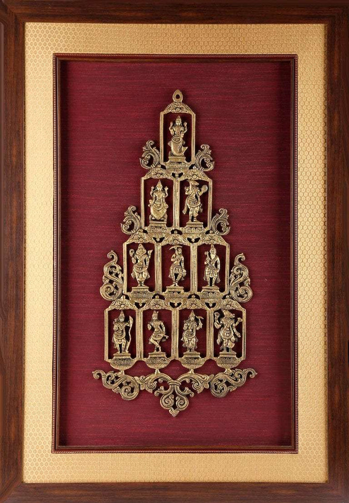 Dasavataram Brass Idol On Solid Wood Wall Hanging Writings On The Wall Wall Hanging