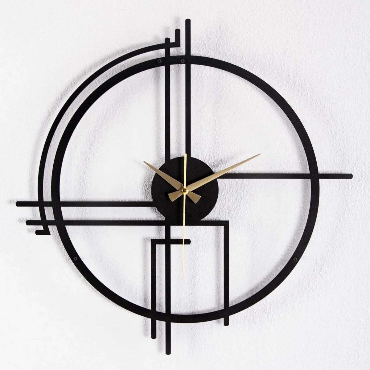 Designer Geometric Lines Wall Clock Writings On The Wall Metal Wall Clock