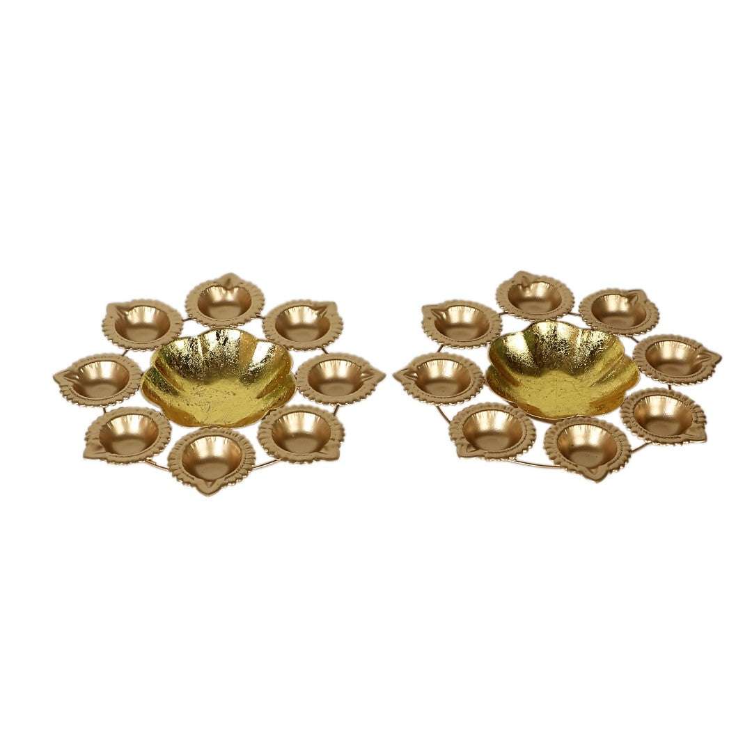 Diya & Detachable Flower Urli Set of 5 Writings On The Wall Diya Urli