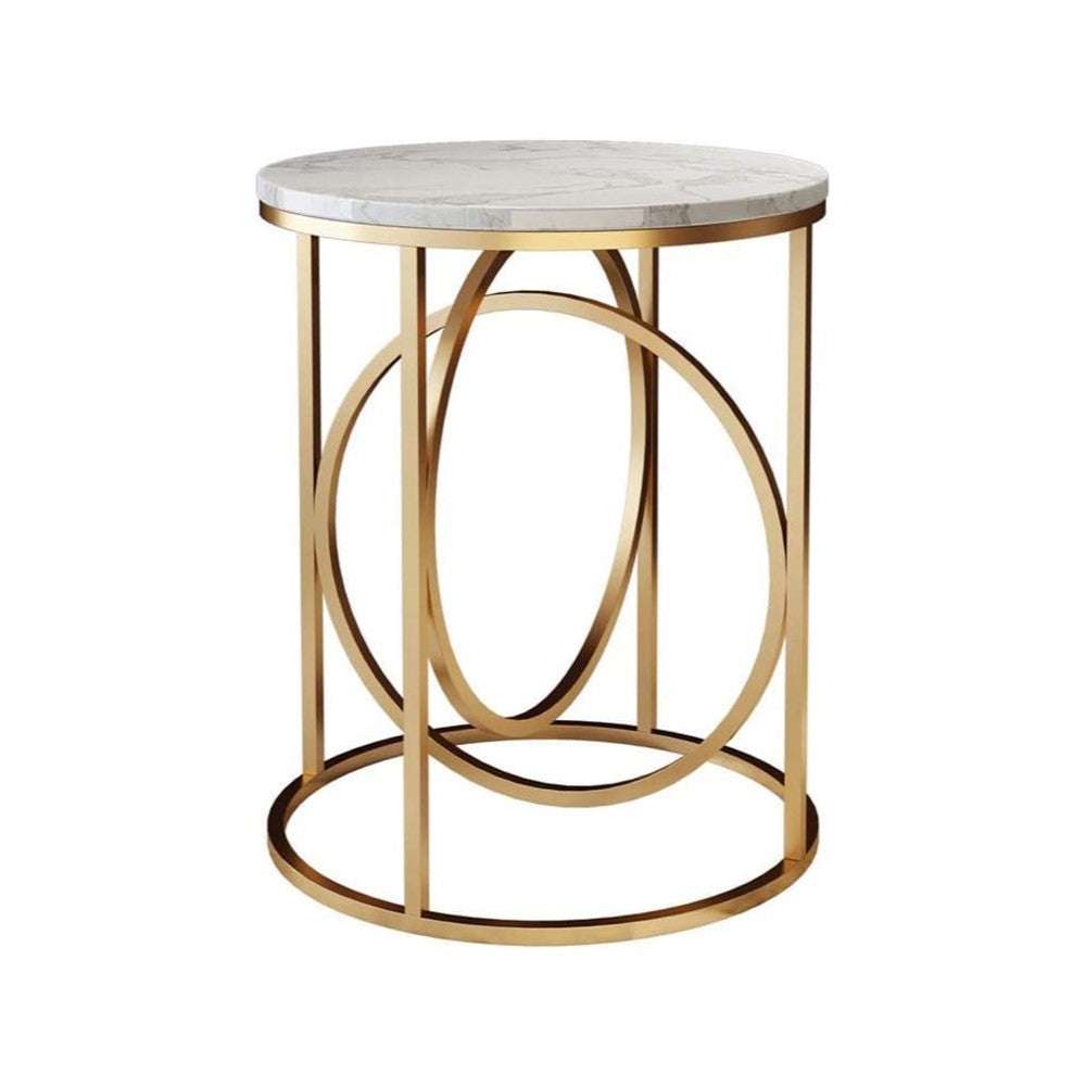 Double Ring Side Table With Marble Top Writings On The Wall side table