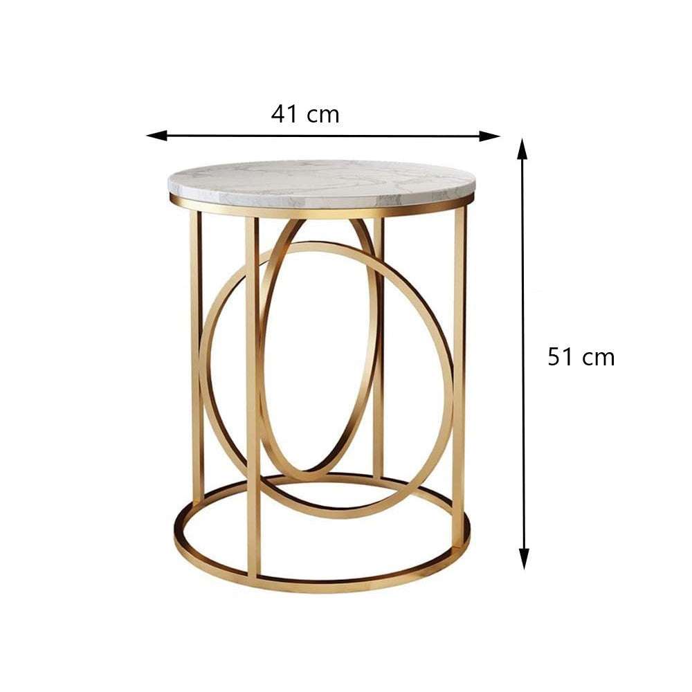 Double Ring Side Table With Marble Top Writings On The Wall side table