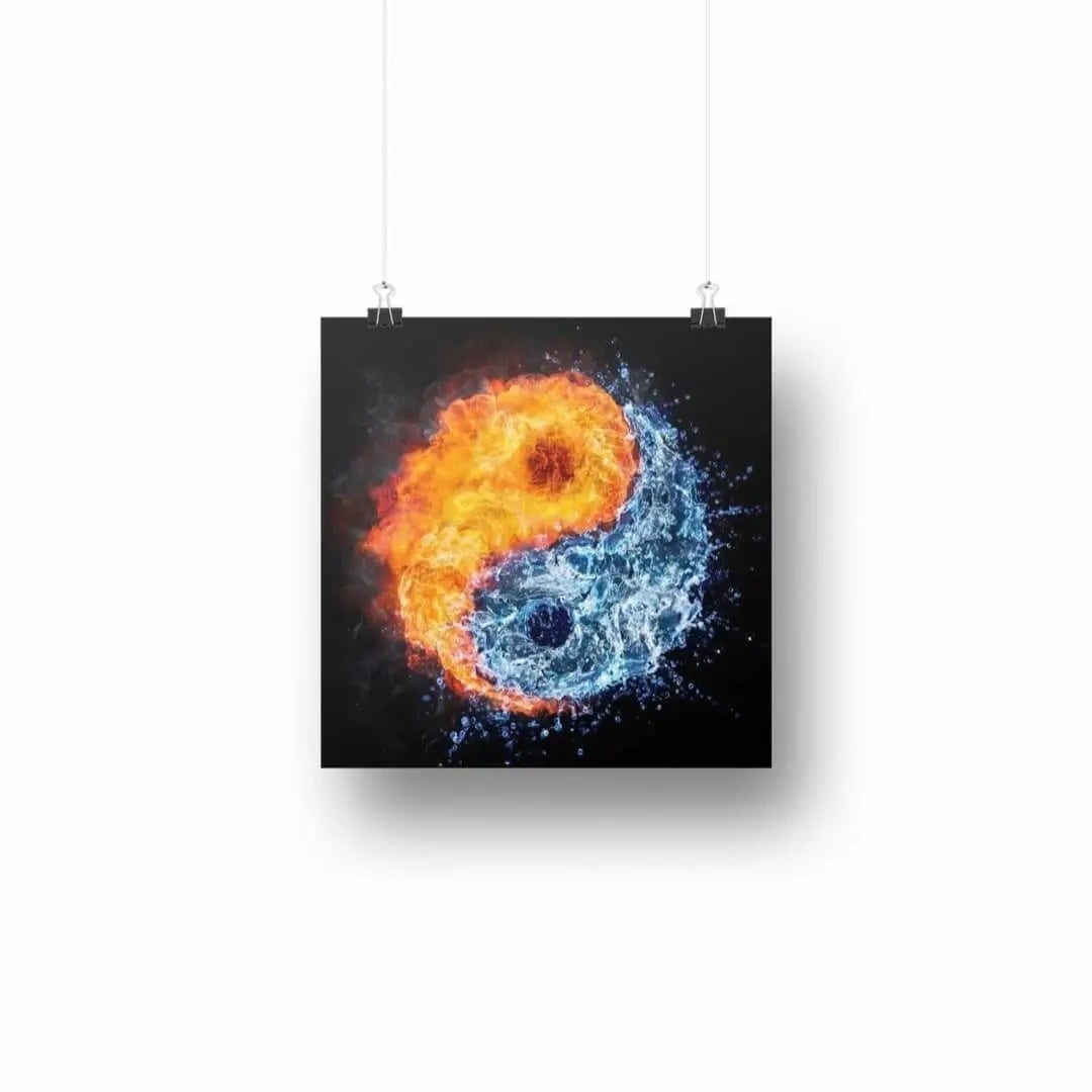 Fire & Ice Yin & Yang Painting Writings On The Wall Canvas Print