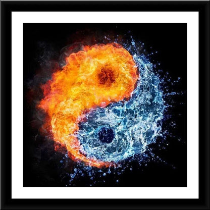 Fire & Ice Yin & Yang Painting Writings On The Wall Canvas Print