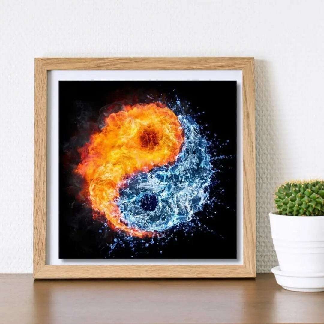 Fire & Ice Yin & Yang Painting Writings On The Wall Canvas Print