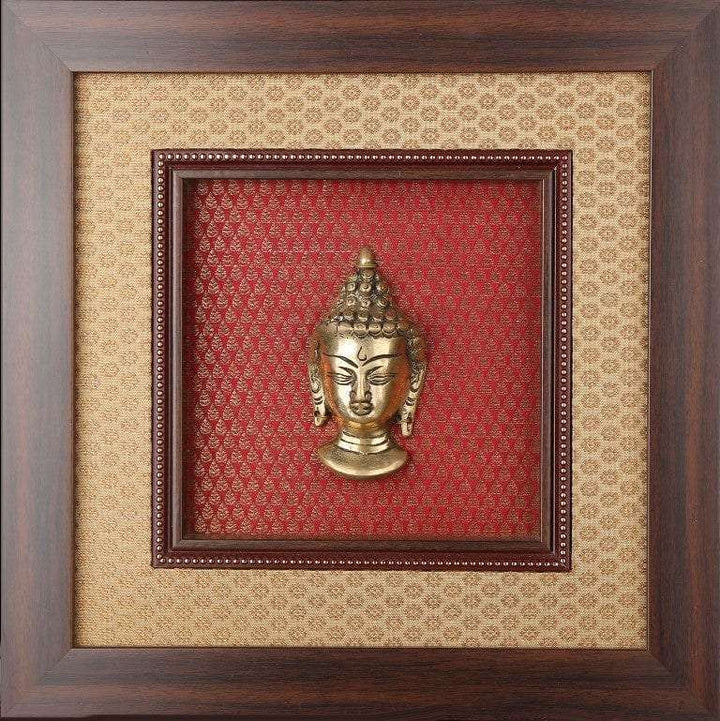 Framed God Brass Idol On Rich Raw Silk Wall Hanging Writings On The Wall Wall Hanging