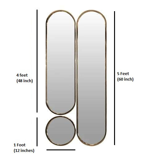 Full Length Decorative Wall Mirror - 3 Piece Set
