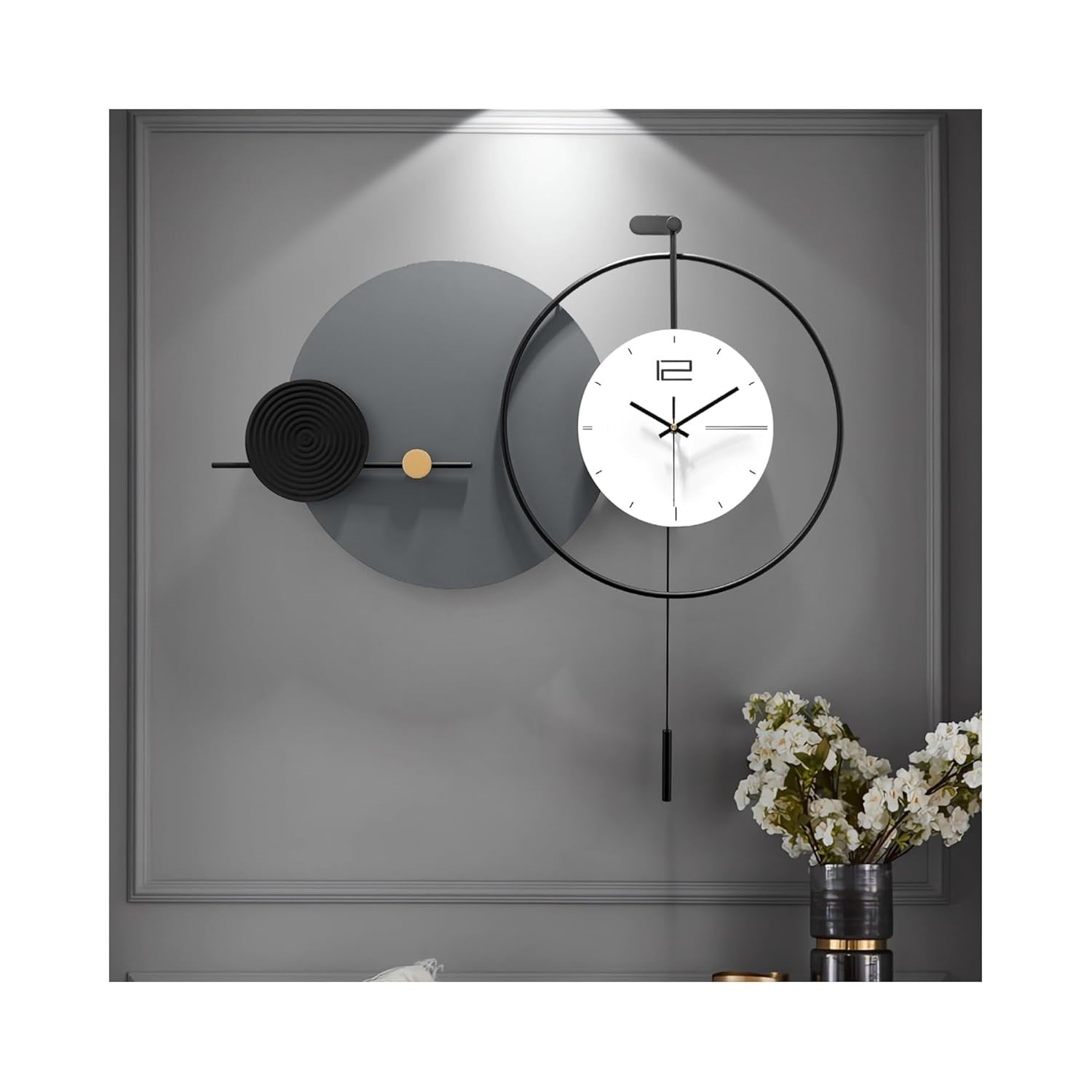 GeometricNordicSilentPendulumWallClock by Writings On the wall