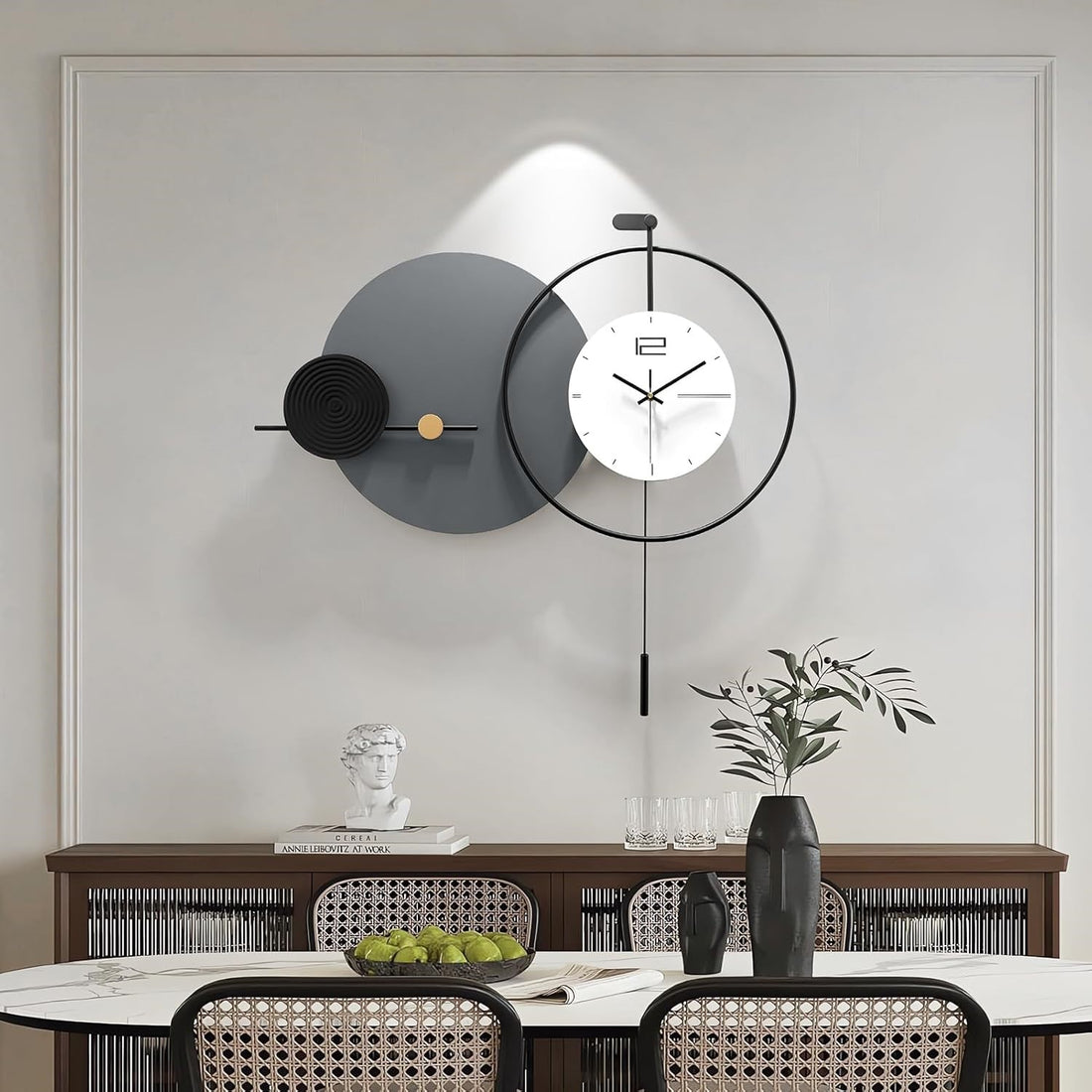 GeometricNordicSilentPendulumWallClock by Writings On the wall