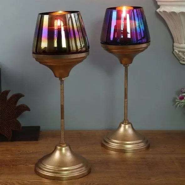 Glass Tealight Holder With Stand - Set of 2 Writings On The Wall home decor