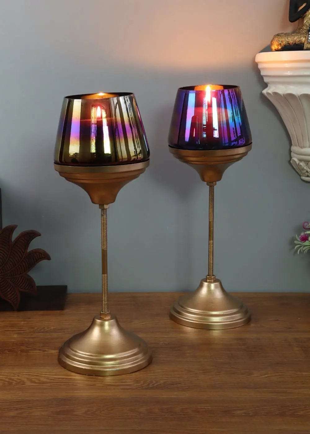 Glass Tealight Holder With Stand - Set of 2 Writings On The Wall home decor